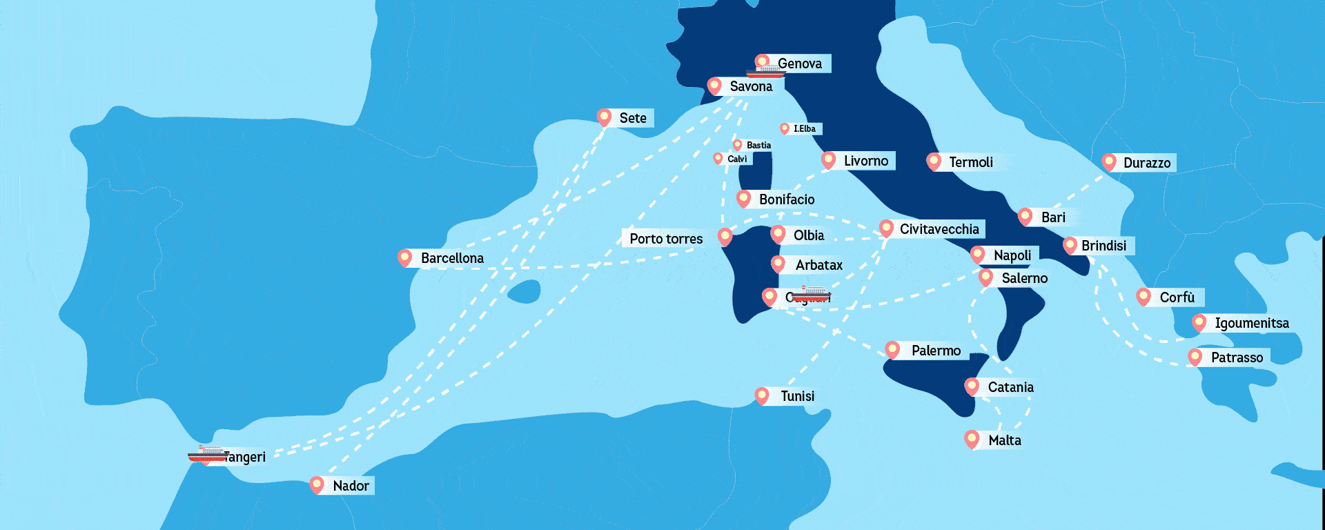 Sardinia Ferries Map